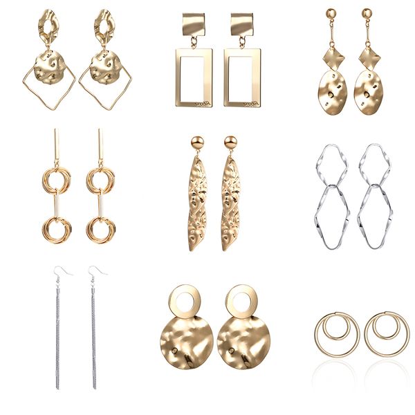 

simple geometric earrings 2020 summer fashion jewelry women's earrings charm big long for friend party gift, Silver