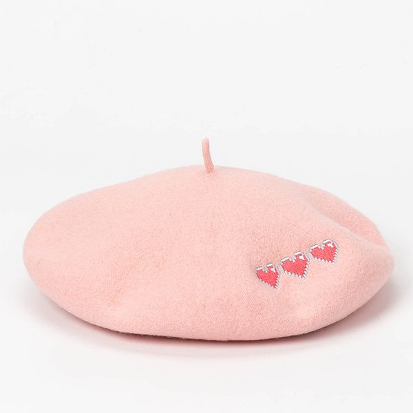 

berets korean version of the love embroidered wool beret for autumn and winter in 2021.painter's hat lady's warm fashion bud cap, Blue;gray