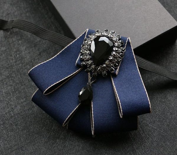 

handmade boutique accessories diamond high-end men's british blue bow tie wedding groom groomsmen dress korean bow tie, Black;gray