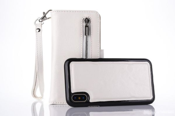 

2 in 1 zipper wallet leather case for iphone x 8 7 7 plus 6 6s plus flip phone case luxury cover for iphone xs xr max samsung galaxy s8 s9p