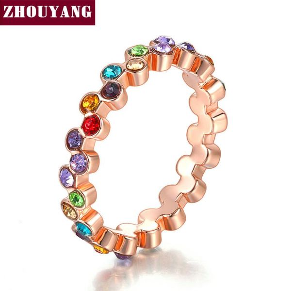 

cluster rings zhouyang ring for women elegant style multicolor austrian crystal rose gold color anniversary gift fashion jewelry dzr002, Golden;silver