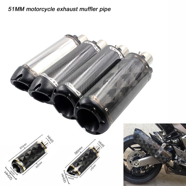 

motorcycle exhaust system 38mm 51mm diameter muffler pipe with db killer for 370mm 385mm length baffler