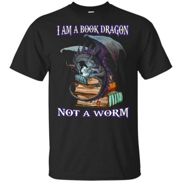 

i am a book dragon not a worm men tee t shirt s-5xl t-shirt full-figured