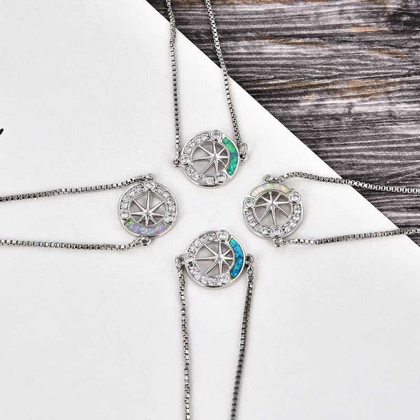 

charm bracelets kamaf 1pcs or 4pcs mix and set zircon round rudder opal adjustable bracelet diy fashion jewelry accessories parts, Golden;silver