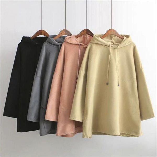 

casual women autumn hoodies crew neck sweatshirt long sleeve streeoutwear pullover oversized drop shipping good quality, Black