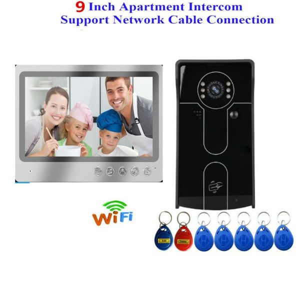 

video door phones ip wifi intercom doorbell system smart doorphone wireless 9" hd wired phone camera rfid