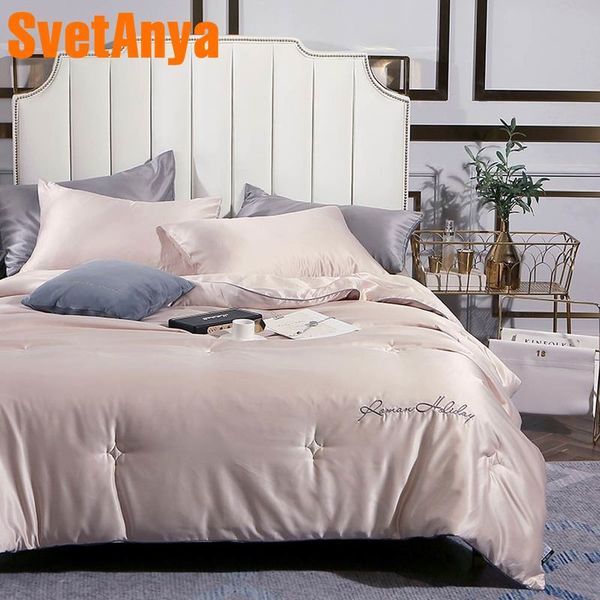 

svetanya artificial silk thin quilt embroidered solid color throws blanket