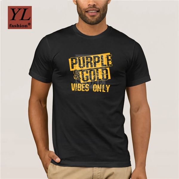 

purple and gold vibes only t shirt football game day group tshirt round neck high quality