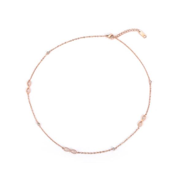 

chains cubic zirconia chain & link necklace for women stainless steel infinity love wedding female jewelry n18041, Silver
