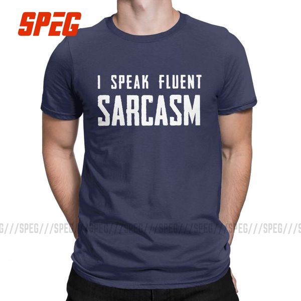 

men's t-shirt i speak fluent sarcasm funny cotton tees short sleeve humor sarcastic comment t shirts clothes plus size gift