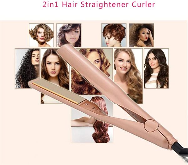 

2 in 1 professional electric hair straightener flat iron hair straightening irons hair curler stick curling ceramic styling tool