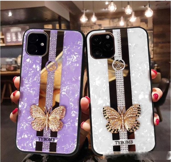 

luxury diamond butterfly phone case for iphone 11 pro max xs max xr x 6 7 8 plus bling shell pattern back cover