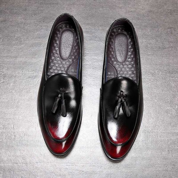 

men dress shoes handmade men loafers paty leather wedding shoes flats leather oxfords formal, Black