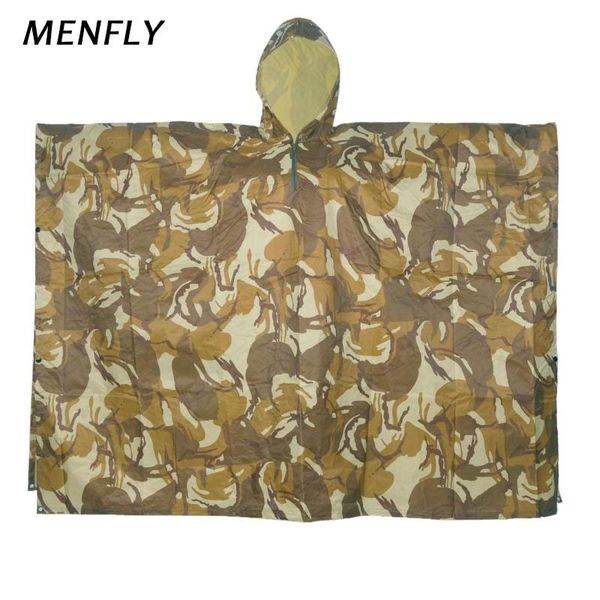 

menfly pvc desert camouflage poncho outdoor rain shelter men's women's raincoats camping hiking charge jacket travel rain coat, Blue;black