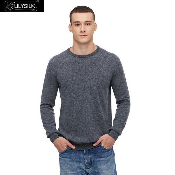 

lilysilk cashmere sweater for men crew neck long sleeve new ing, White;black