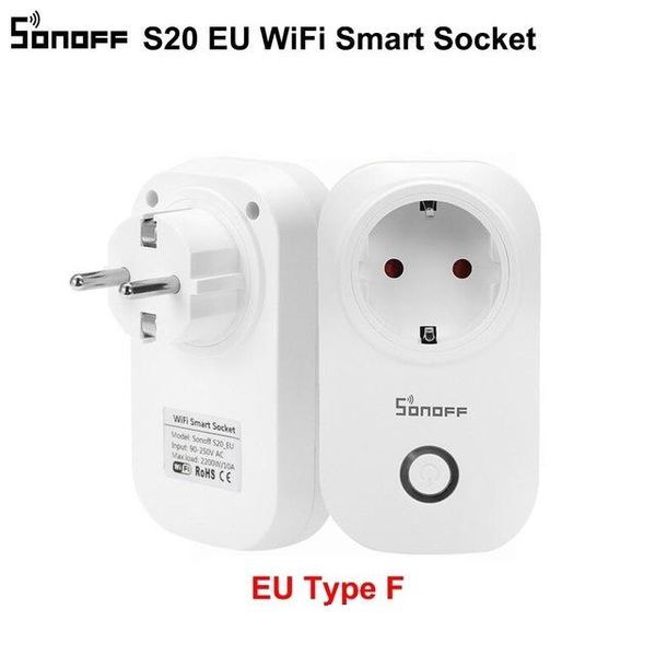 

electronics smart remote control sonoff s20 eu wifi smart socket power switch eu e/f plug app/vocie remote control socket