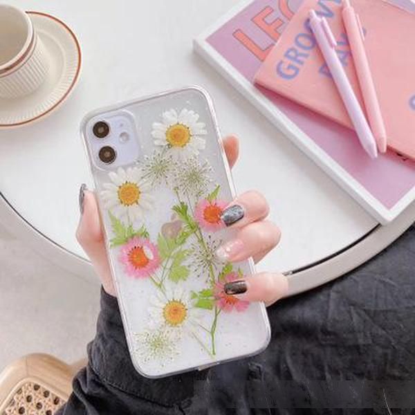 

real dried flowers transparent soft cover for iphone x 7 8 plus 11 pro max phone case for iphone xr xs max cover