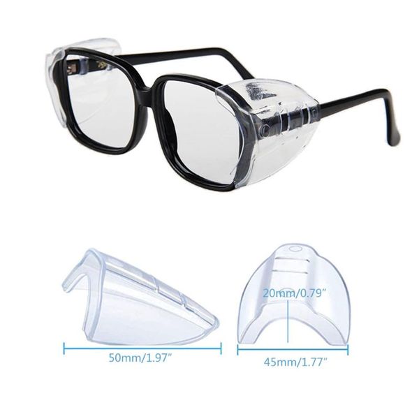 

sunglasses frames 6 pairs splash proof safety eye glasses side shields clear flexible slip on protective shield fits all size eyeglasses 094, Silver