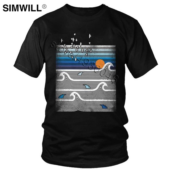 

brand latest shirt men soft cotton retro ocean sunset t shirts short sleeved vintage graphic casual tshirt dropshipping clothes