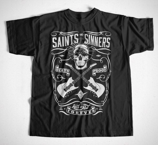 

2019 men's fashion t-shirt 1506 s-4xl saints sinners rocker biker motorrad chopper rout 66 rock summer style