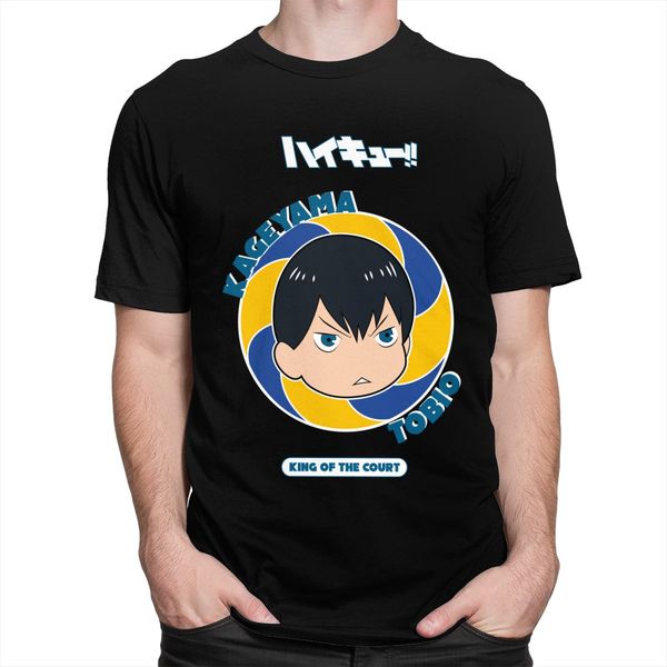 

funny haikyuu t-shirt men crewneck short sleeved kageyama tobio in volleyball manga summer tshirt cotton tee shirts merchandise
