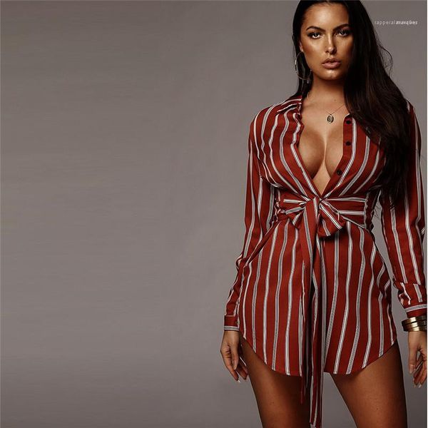 

fashion striped panelled lapel neck dresses women clothes womens shirt dresses slim bodycon dresses with sashes, Black;gray