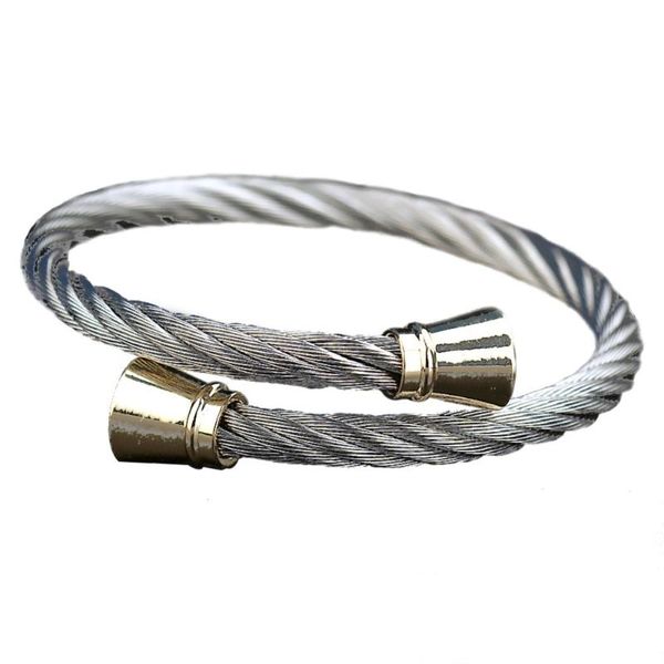 

chran charm open end cuff men male sporty bangles trendy stainless steel twist cable vintage bracelets jewelry, Black