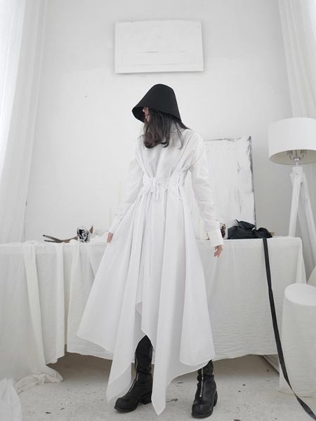 

women's blouses & shirts yamamoto loose lace sense of individuality irregular design minority long style japanese shirt, White