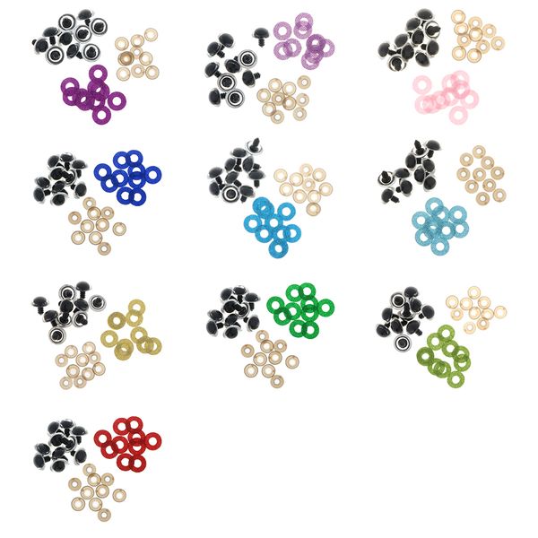 

100шт 10 цвета безопасности игрушек глаза + блеск нетканые + шайба 16мм