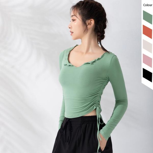 

женщины осень с длинным рукавом йога рубашки quick dry спорт тренажерный зал культур вершины идущие футболки тренировки фитнес центр рубашки, White;red