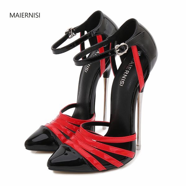 

dress shoes pattern woman female nightclub extra large cusp high-heeled 16cm stiletto heels 4-14 15 maiernisi, Black