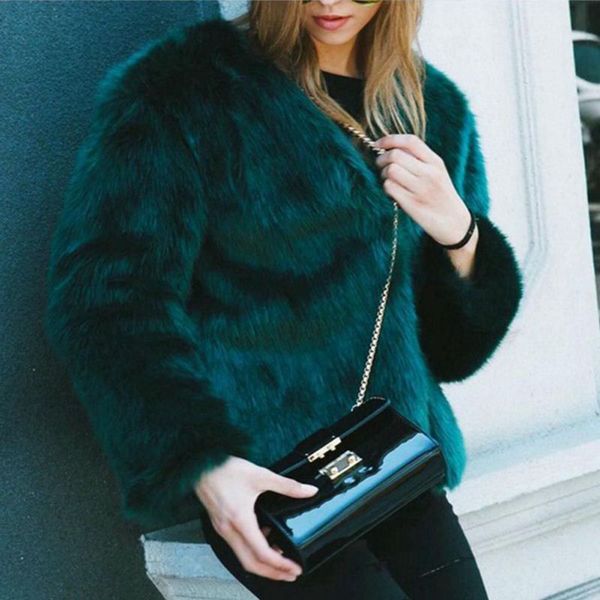 

small fresh temperamental fur coat winter soft imitation short color matching fur outwear mujer female jacket, Black