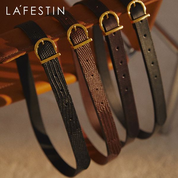 

la festin belt leather belt lizard pattern lady slender date, Black;brown