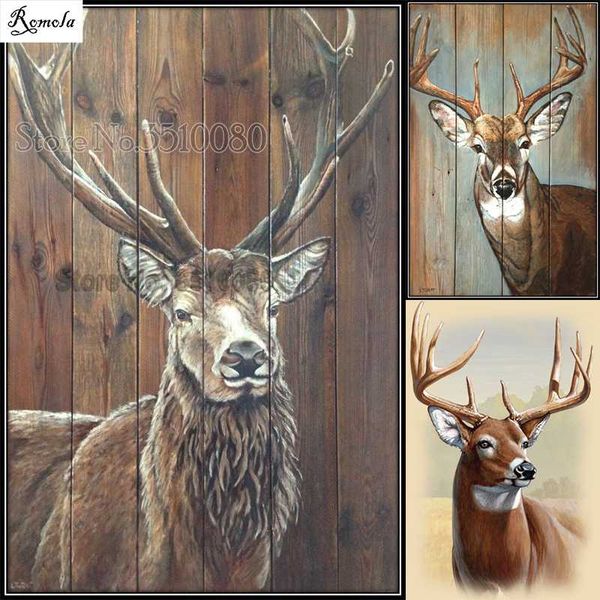

square/round embroidery pattern 5d diy diamond paintings 3d cross stitch kits mosaic pictures wall stickers wooden board deer
