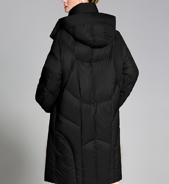 

hooded women winter down jacket warm 90% duck down jacket coat any size, Black