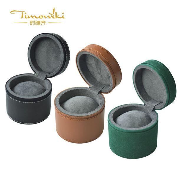 

1 слот роскошный мужской моды дома круглой формы замша искусственная кожа часы коробки роскошные часы организатор 200805-11, Black;blue