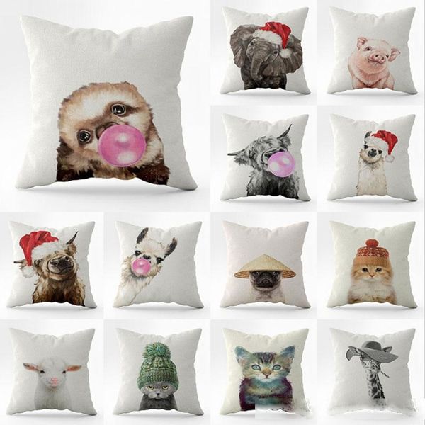 

45*45cm dog cat pillow case kinds of animal pillow cover throw cushion decorative home office sofa square pillowcase
