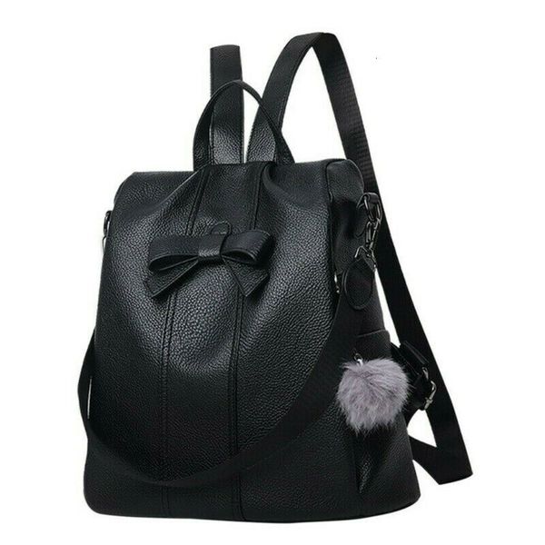 

Ladies Rucksack Anti-theft Bag Bow Pompom Backpack Women Solid Travelling Backpacks Shoulder Bags