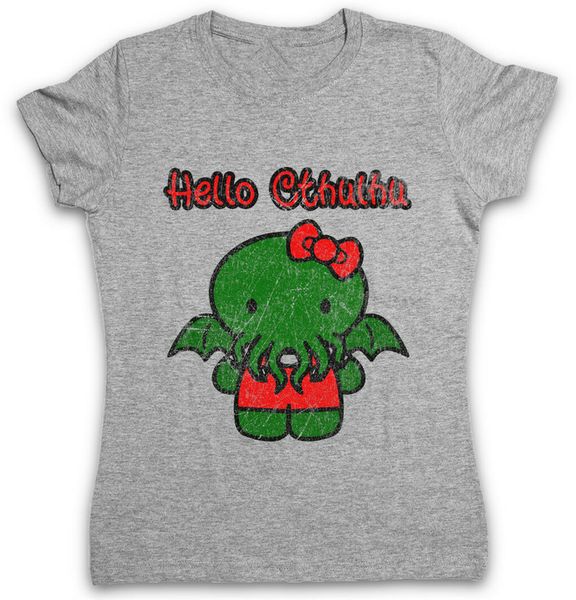 

hello cthulhu ladies t-shirt horror arkham h p miskatonic lovecraft dunwich graphic tee shirt