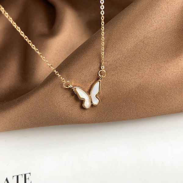

new shiny side accessories shell butterfly chain necklaces&pendant for women gift elegant insect choker necklaces, Silver