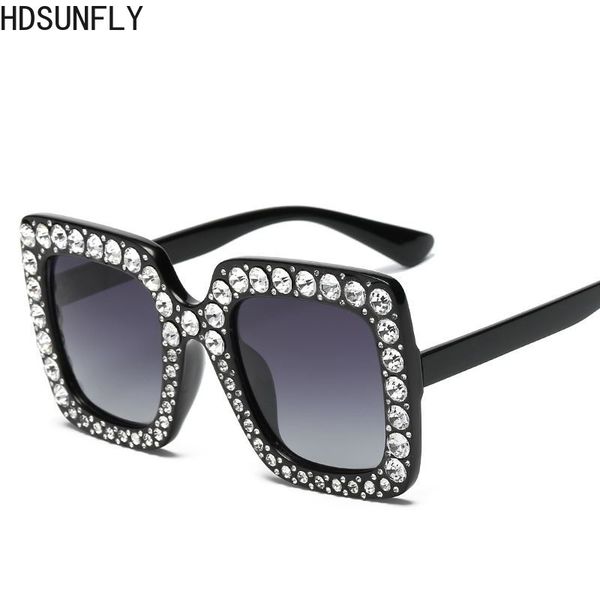 

sunglasses 100% hd polarized women oversized square diamond designer 2021 brand sun glasses goggle uv400 shade for, White;black