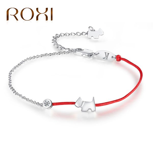 

roxi crystal charm bracelets for women thin red thread string rope fashion lovely dog bracelet bangles k letter jewelry bileklik, Red;blue