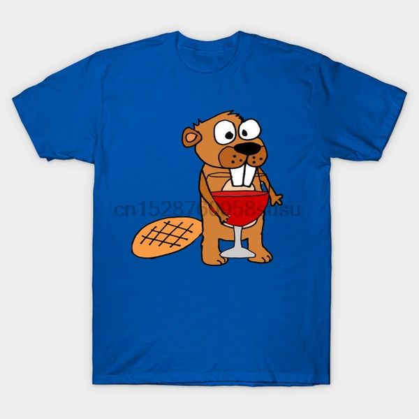 

men tshirt funny beaver drinking wine beaver t shirt printed t-shirt tees top