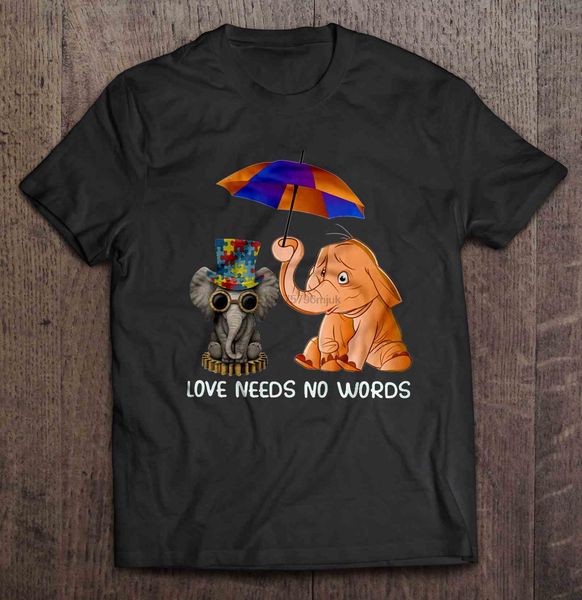 

men t shirt love needs no words autism elephant black version women t-shirt