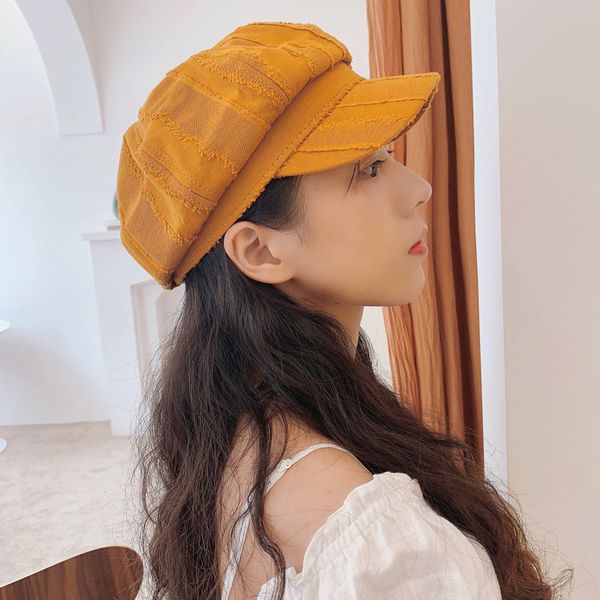 

patchwork octagonal hat female literature and art retro beret soft cloth boinas para mujer chapeau gorras kapelusz hut damen new, Blue;gray