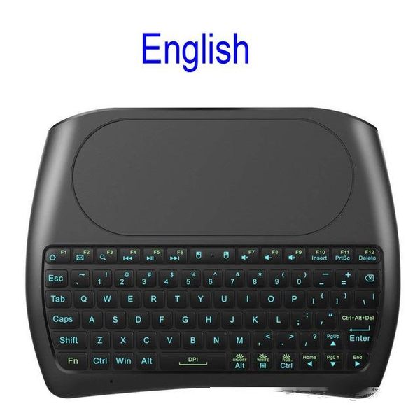 

heap keyboards backlight d8 pro i8 english russian spanish 2.4ghz wireless mini keyboard air mouse touchpad 7 color backlit for android t