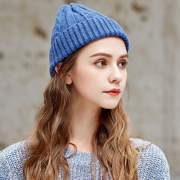 

meetss hat женщин осенью и зимой все-матч вязаная шапка шерстяная шапка зимы теплые, Blue;gray