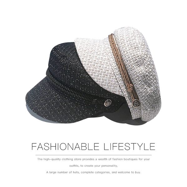 

stingy brim hats hat women french style niche flat navy women's small fragrance fashion wild octagonal literary temperament beret, Blue;gray