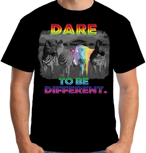 

2019 summer mens dare to be different t shirt rainbow zebra geek individual 100% cotton for man shirts