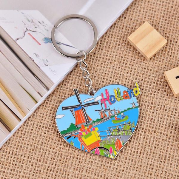 

голландия брелок письмо romantic heart shaped брелоки мультфильмы ветряной пейзаж брелок оптовая сумка подвеска, Silver